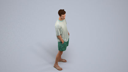 3D scanned man standing casual, photorealistic archviz people for Enscape and SketchUp, back view render