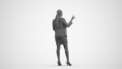 realistic 3D woman business, scanned archviz people for Blender and 3ds Max, wireframe front view