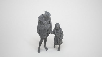 realistic 3D human girl casual kids, archviz people FBX OBJ for Blender, wireframe three-quarter view