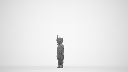 realistic 3D people boy casual kids, render-ready for V-Ray and Corona, FBX OBJ, wireframe back view