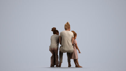 scanned 3D girl casual kids, photogrammetry people for Enscape and V-Ray, front view render
