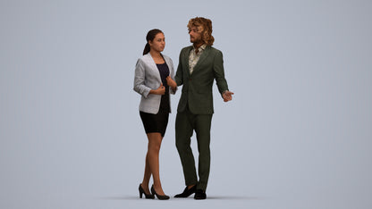 3D human model woman business, photogrammetry scanned person for archviz, standing pose render