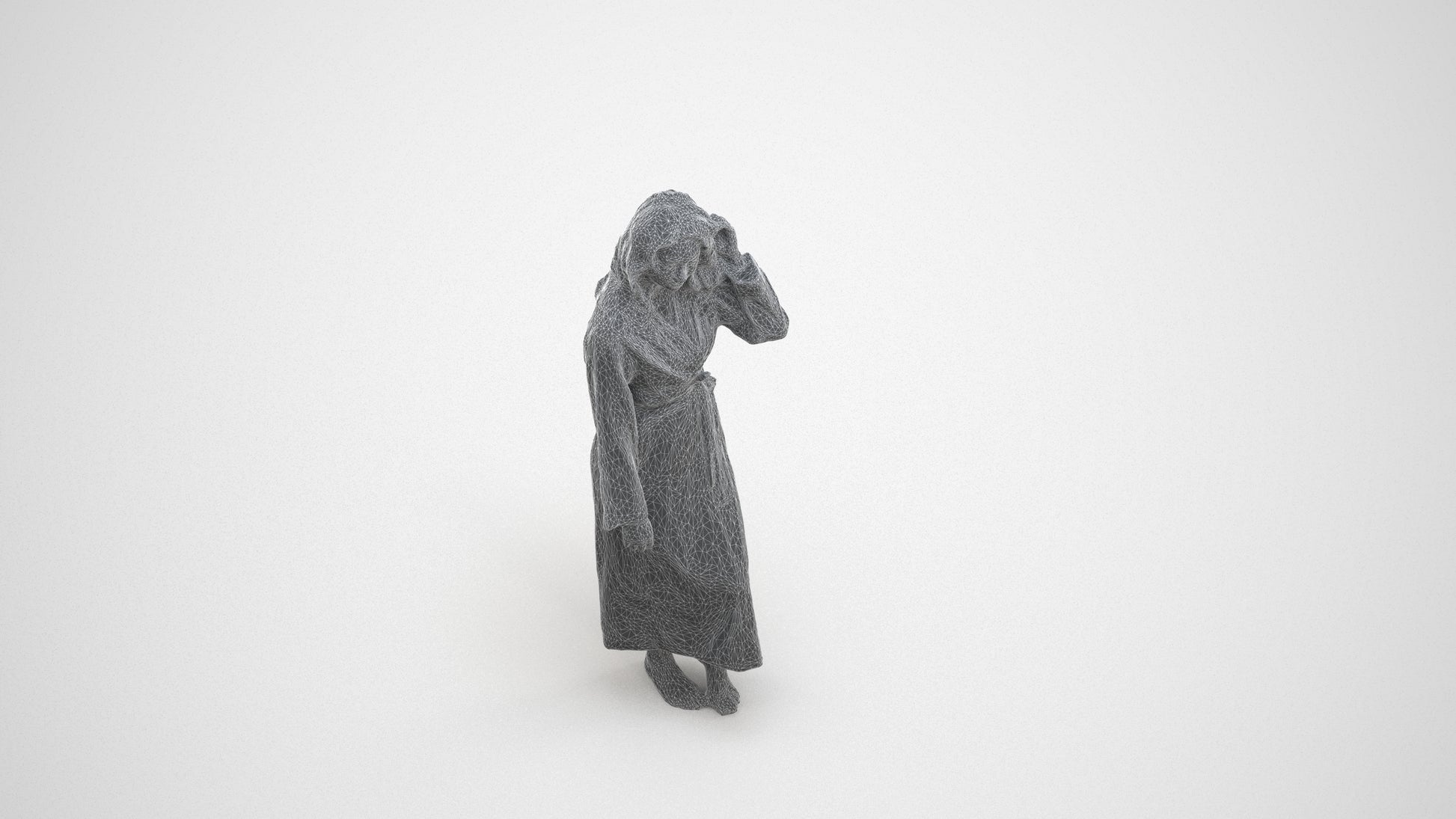 3D people model woman business standing, scanned human for 3ds Max rendering, wireframe three-quarter view