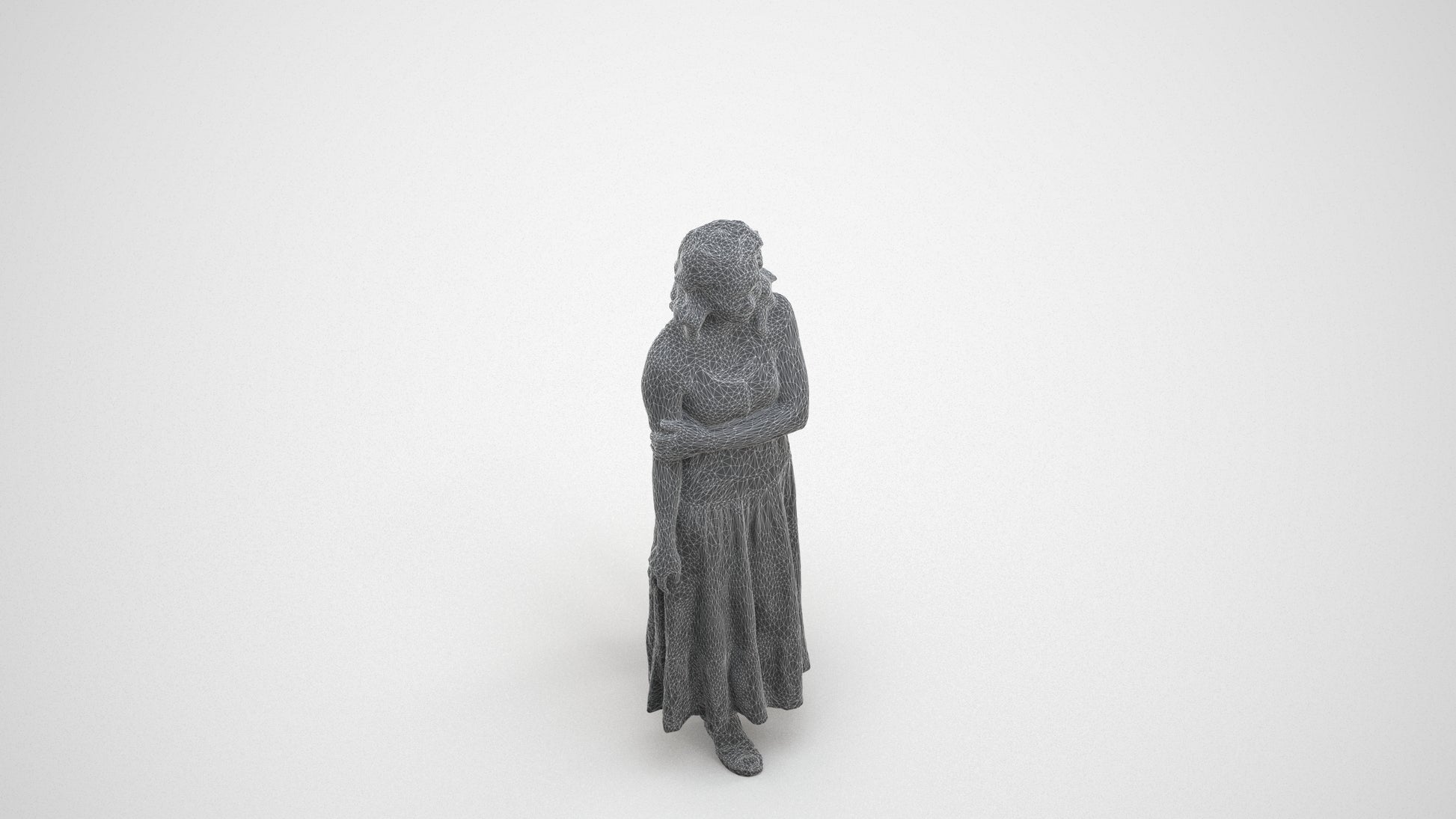 photogrammetry 3D woman casual walking, realistic human model archviz FBX, wireframe three-quarter view