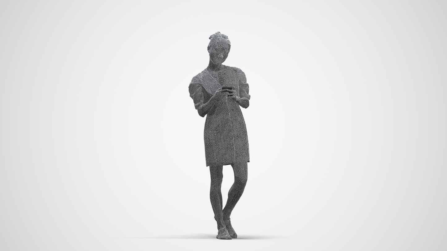 realistic 3D human woman business walking, archviz people FBX OBJ for Blender, three-quarter front view render