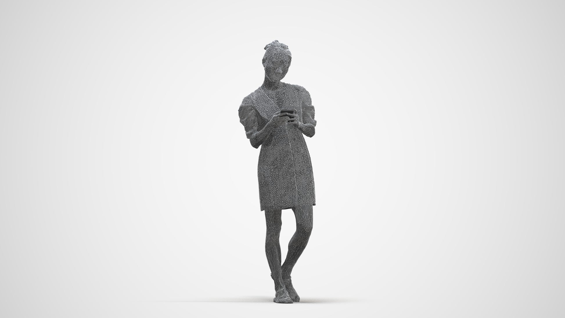 realistic 3D human woman business walking, archviz people FBX OBJ for Blender, three-quarter front view render