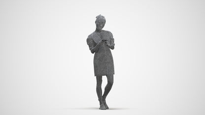realistic 3D human woman business walking, archviz people FBX OBJ for Blender, three-quarter front view render