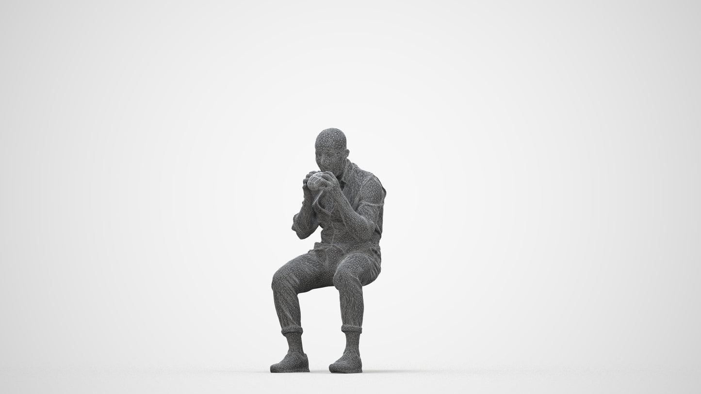 realistic 3D people man business sitting, render-ready for V-Ray and Corona, FBX OBJ, wireframe back view