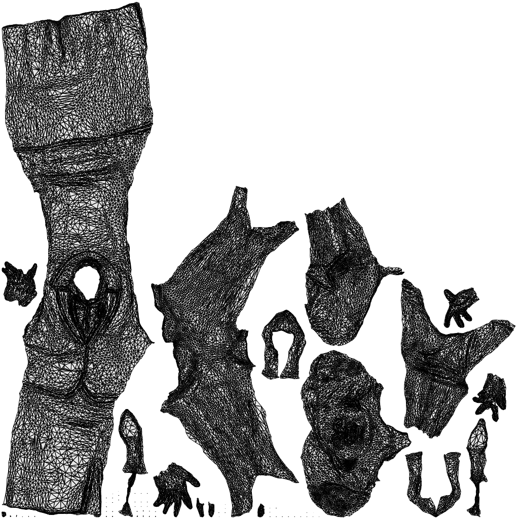 3D people model woman mix, scanned human for 3ds Max rendering, wireframe top-down view