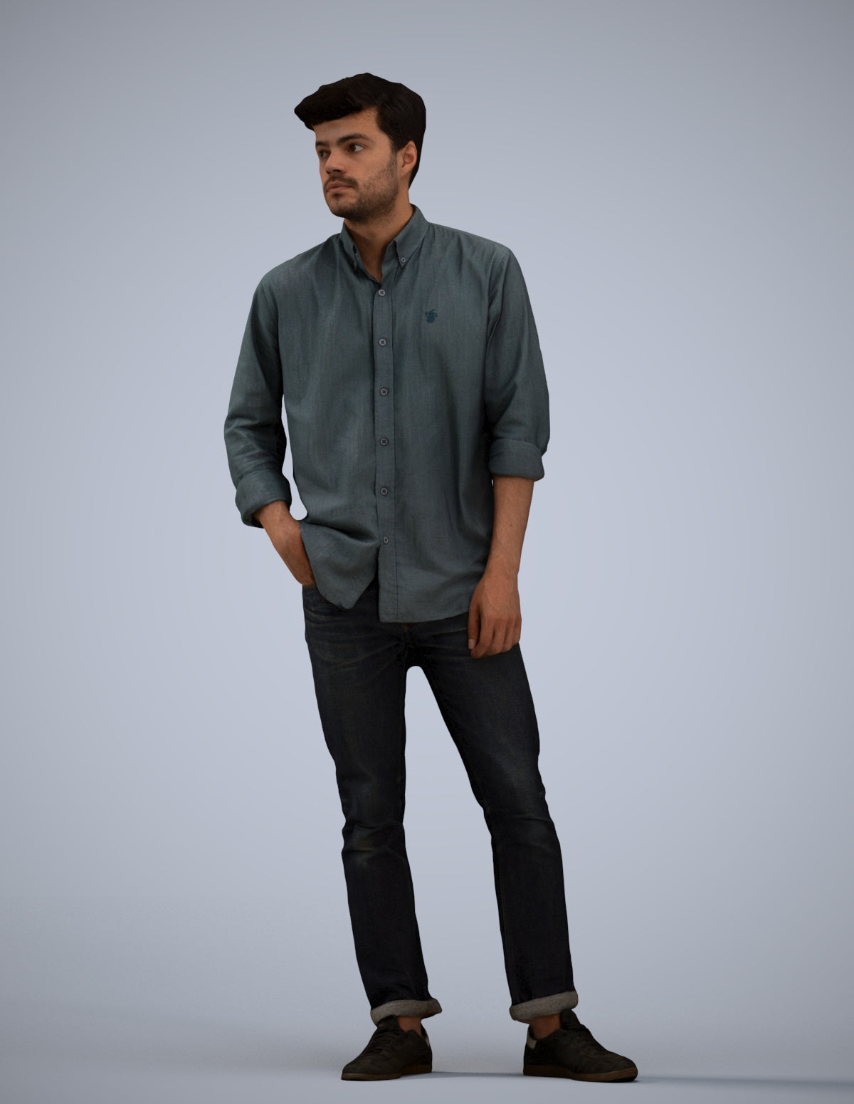 photogrammetry 3D man casual standing, realistic human model archviz FBX