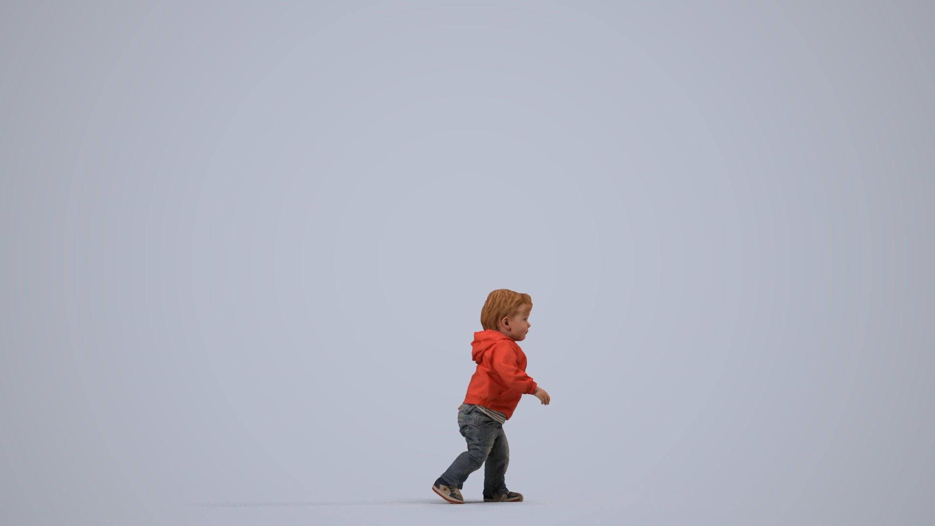 realistic 3D human boy casual kids, archviz people FBX OBJ for Blender, side view render