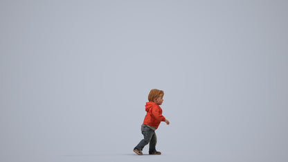 realistic 3D human boy casual kids, archviz people FBX OBJ for Blender, side view render
