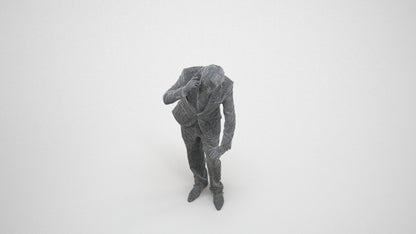 photogrammetry 3D man business, realistic human model archviz FBX, wireframe three-quarter view