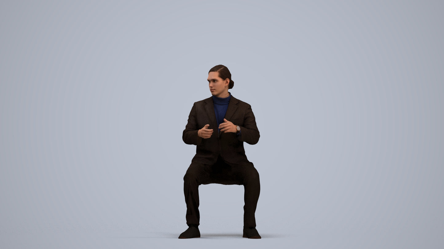 realistic 3D man business, scanned archviz people for Blender and 3ds Max, standing pose render