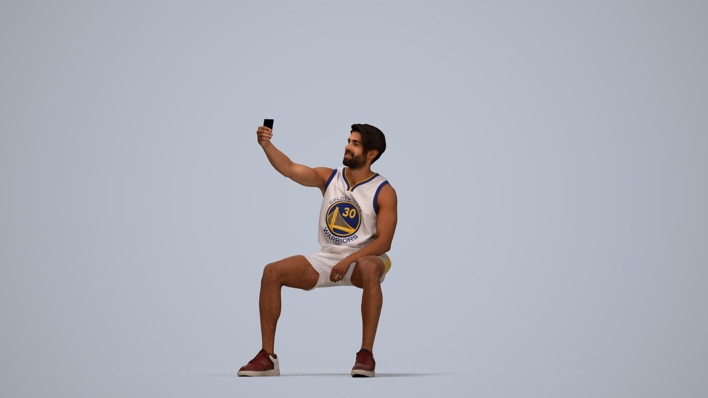 3D people model man sport, scanned human for 3ds Max rendering, top-down view render
