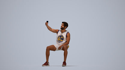 3D people model man sport, scanned human for 3ds Max rendering, top-down view render
