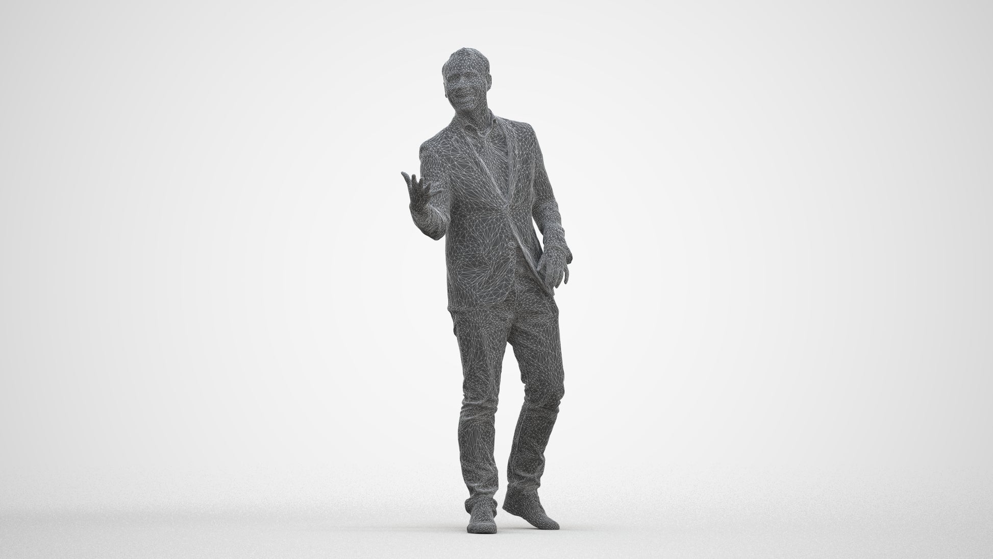 realistic 3D human man business, archviz people FBX OBJ for Blender, three-quarter front view render