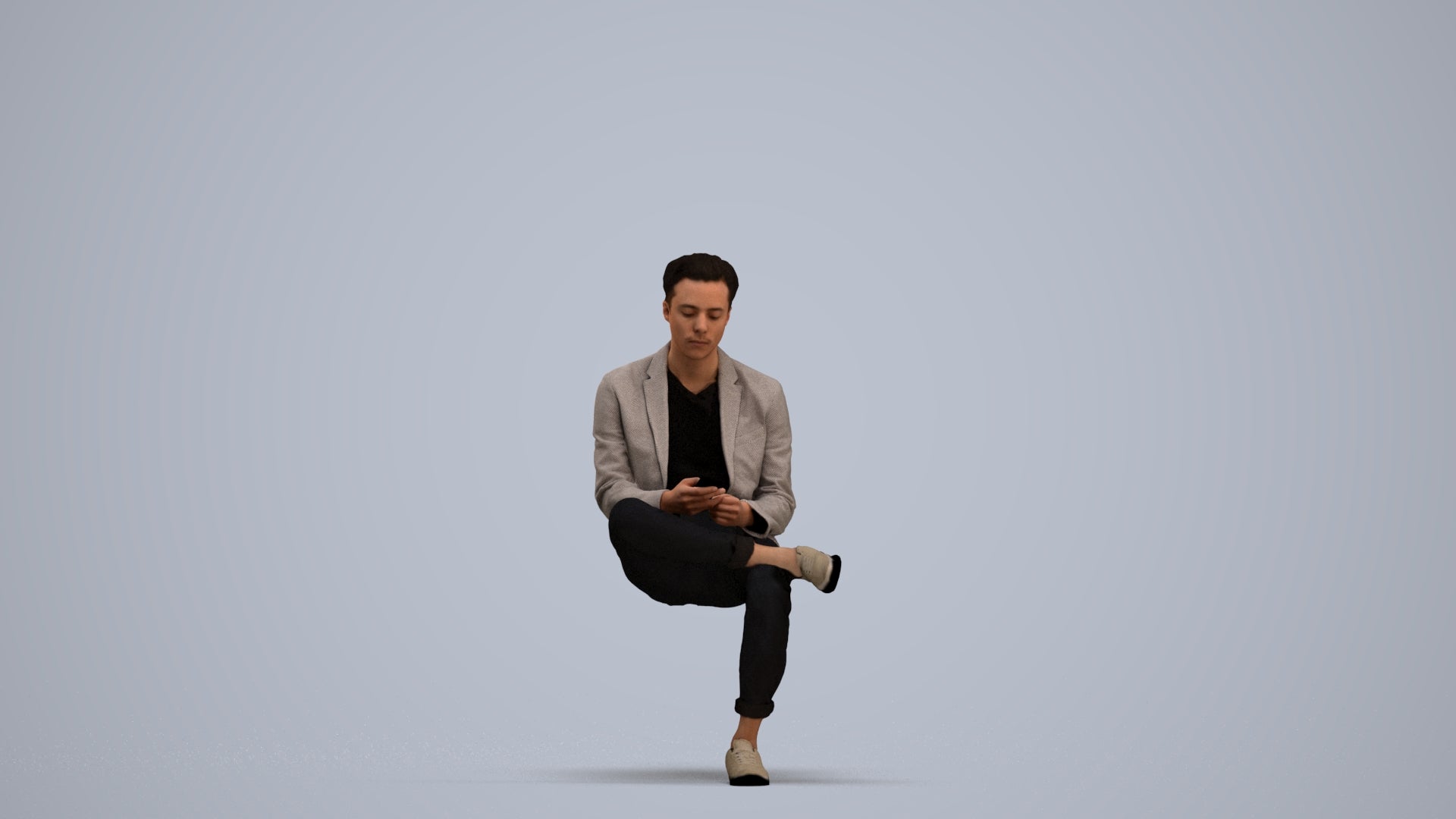 3D scanned man business, photorealistic archviz people for Enscape and SketchUp, standing pose render