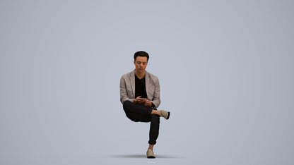 3D scanned man business, photorealistic archviz people for Enscape and SketchUp, standing pose render