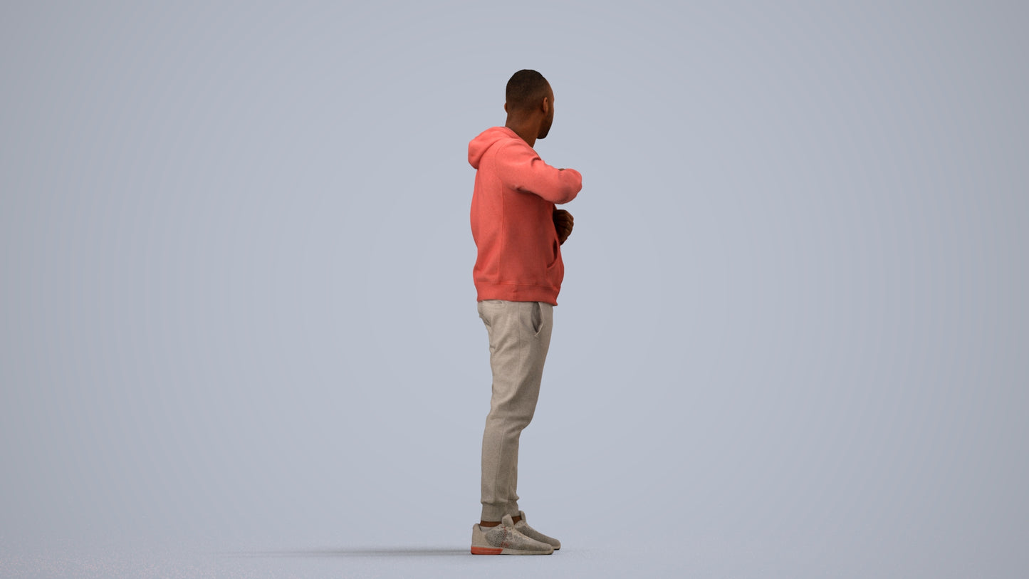 photogrammetry 3D man sport standing, realistic human model archviz FBX, side view render