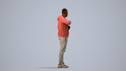 photogrammetry 3D man sport standing, realistic human model archviz FBX, side view render