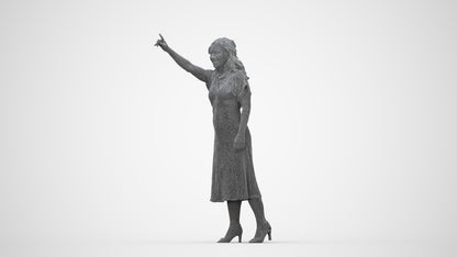 photogrammetry 3D woman casual standing, realistic human model archviz FBX, wireframe back view