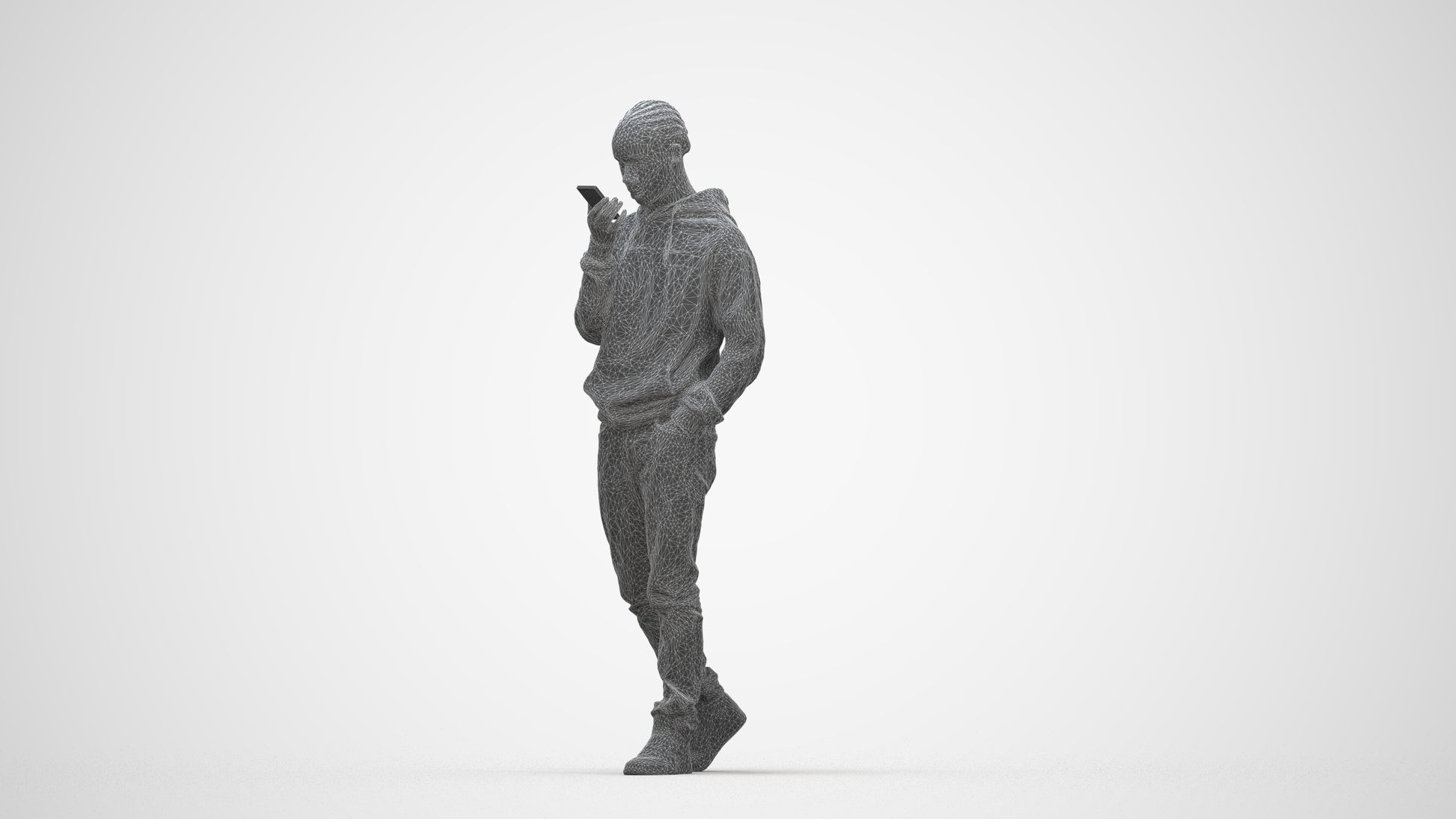 3D people model boy casual kids, scanned human for 3ds Max rendering, wireframe back view
