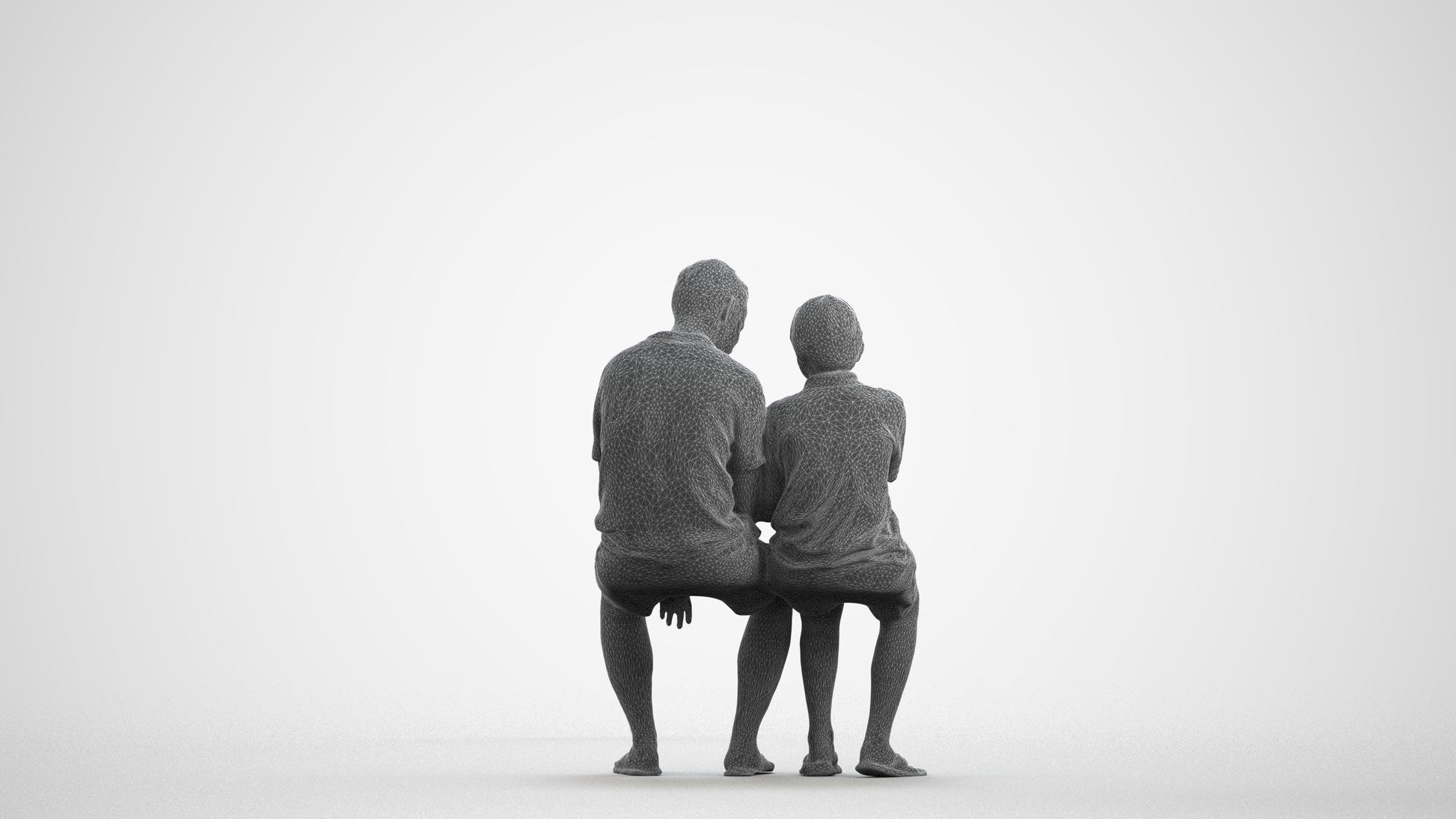 realistic 3D boy kids, scanned archviz people for Blender and 3ds Max, wireframe front view