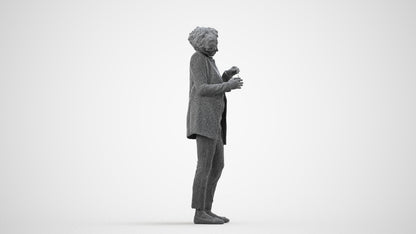 scanned 3D woman business standing, photogrammetry people for Enscape and V-Ray, wireframe side view