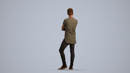 realistic 3D man casual standing, scanned archviz people for Blender and 3ds Max, front view render