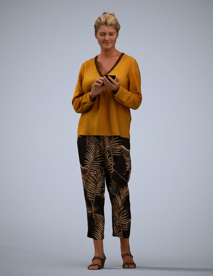 scanned 3D woman casual standing, photogrammetry people for Enscape and V-Ray