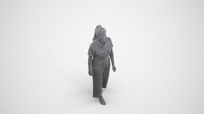 3D people model woman casual walking, scanned human for 3ds Max rendering, wireframe three-quarter view