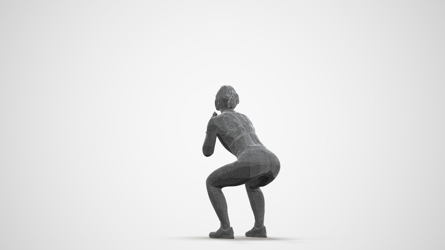 realistic 3D people woman sport, render-ready for V-Ray and Corona, FBX OBJ, wireframe front view