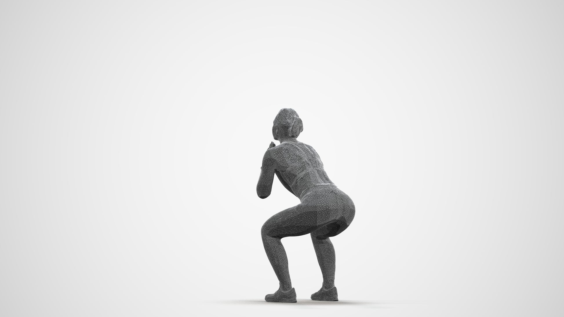 realistic 3D people woman sport, render-ready for V-Ray and Corona, FBX OBJ, wireframe front view