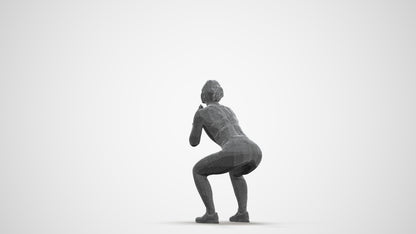 realistic 3D people woman sport, render-ready for V-Ray and Corona, FBX OBJ, wireframe front view