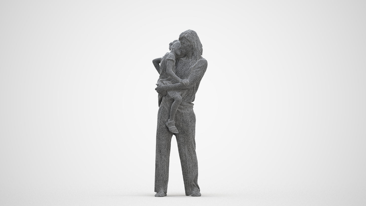 realistic 3D human girl casual kids, archviz people FBX OBJ for Blender, three-quarter front view render