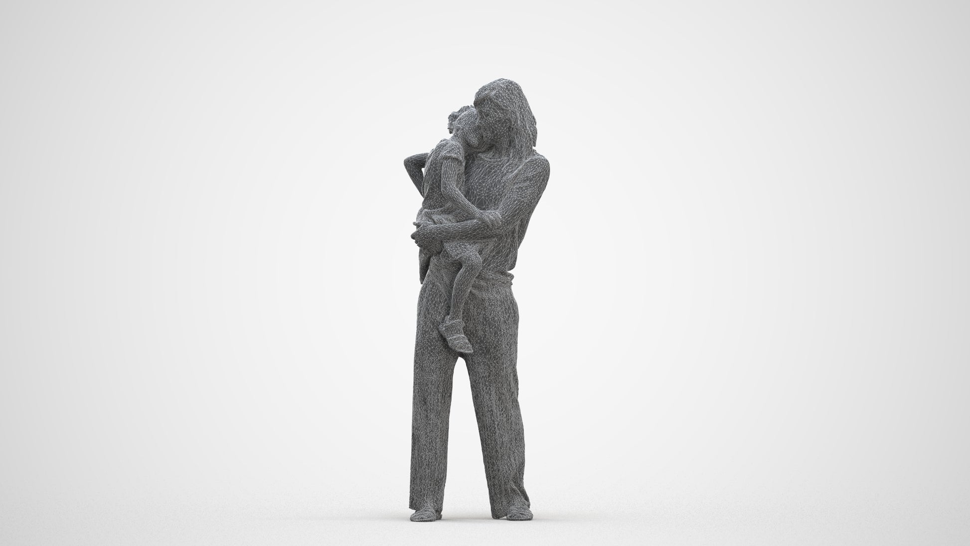 realistic 3D human girl casual kids, archviz people FBX OBJ for Blender, three-quarter front view render