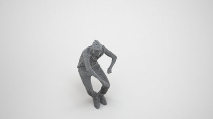 realistic 3D man casual sitting, scanned archviz people for Blender and 3ds Max, wireframe three-quarter view