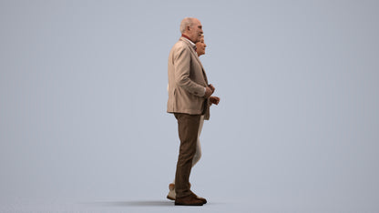 3D people model senior woman business couple, scanned human for 3ds Max rendering, side view render