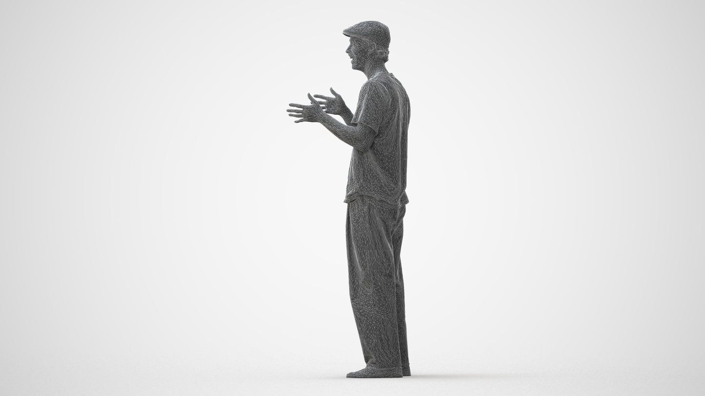 scanned 3D man casual standing, photogrammetry people for Enscape and V-Ray, square thumbnail