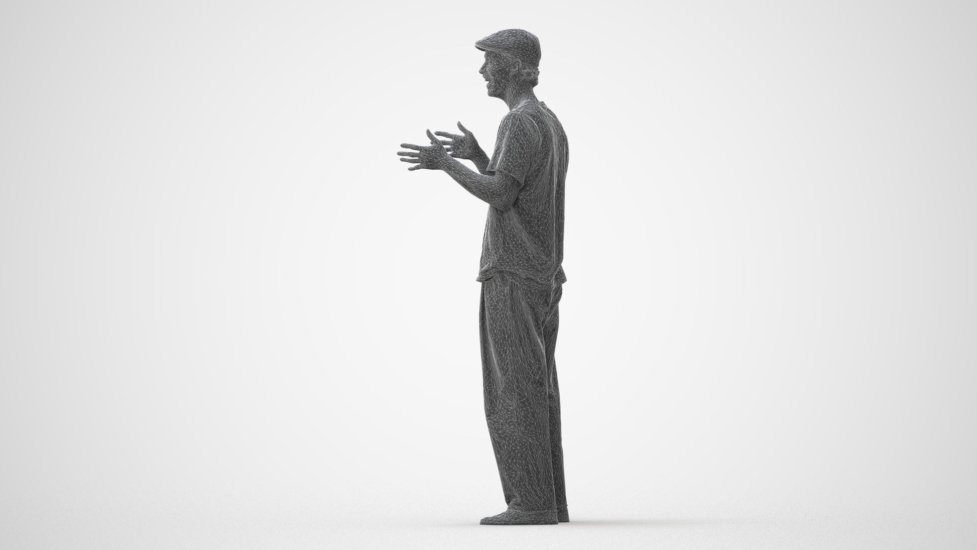 scanned 3D man casual standing, photogrammetry people for Enscape and V-Ray, square thumbnail