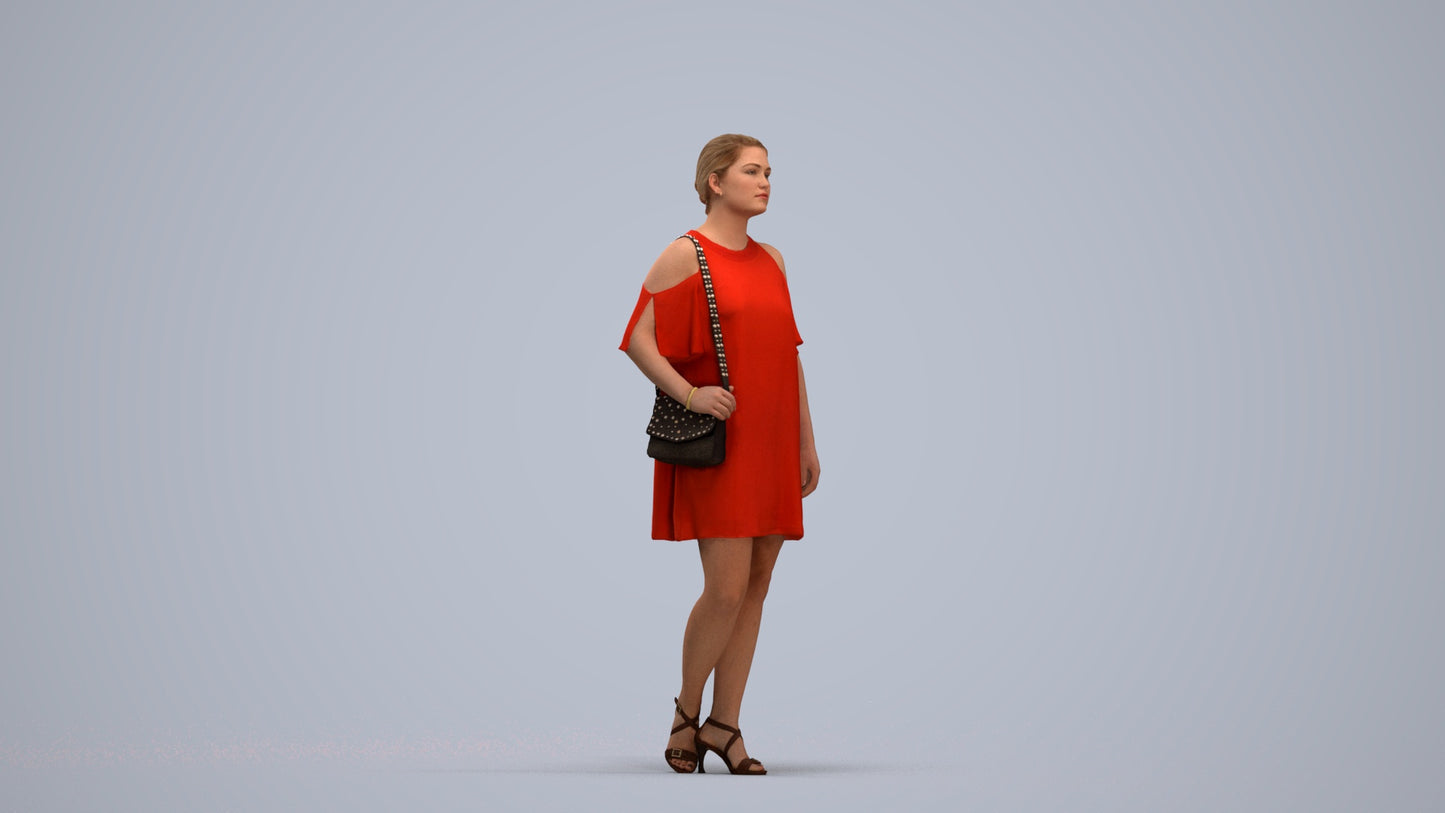 scanned 3D woman formal standing, photogrammetry people for Enscape and V-Ray, standing pose render