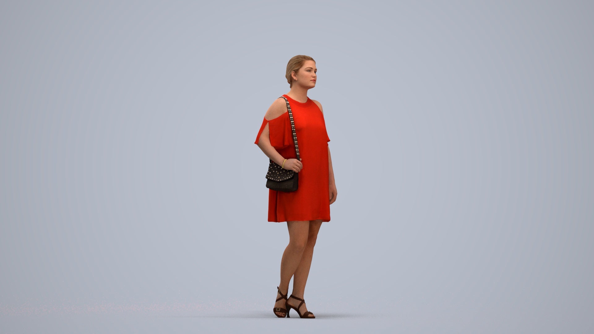 scanned 3D woman formal standing, photogrammetry people for Enscape and V-Ray, standing pose render