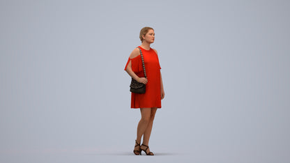 scanned 3D woman formal standing, photogrammetry people for Enscape and V-Ray, standing pose render