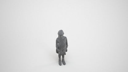 scanned 3D girl casual kids, photogrammetry people for Enscape and V-Ray, wireframe three-quarter view