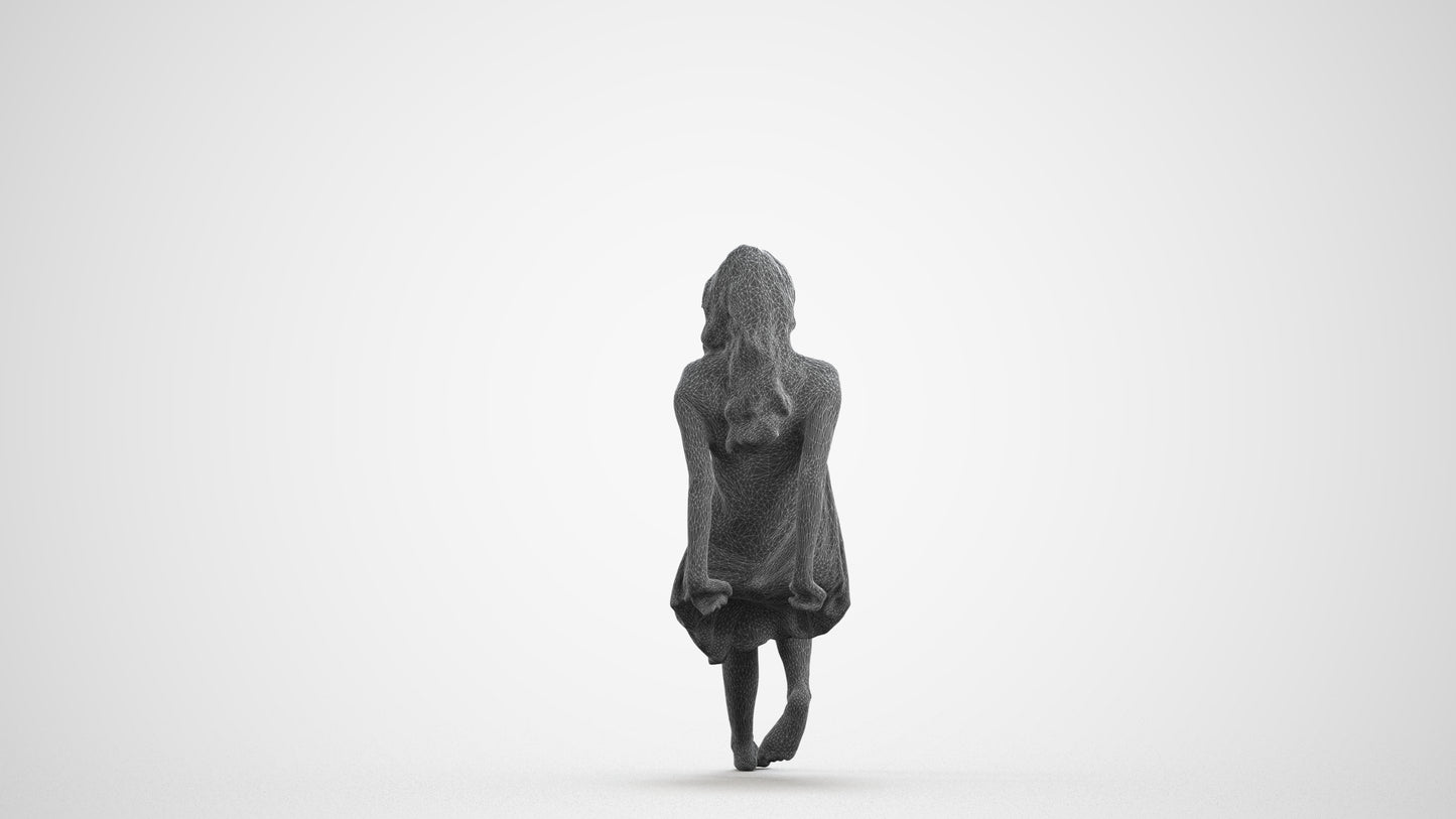 scanned 3D woman pool, photogrammetry people for Enscape and V-Ray, wireframe front view