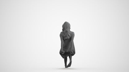 scanned 3D woman pool, photogrammetry people for Enscape and V-Ray, wireframe front view