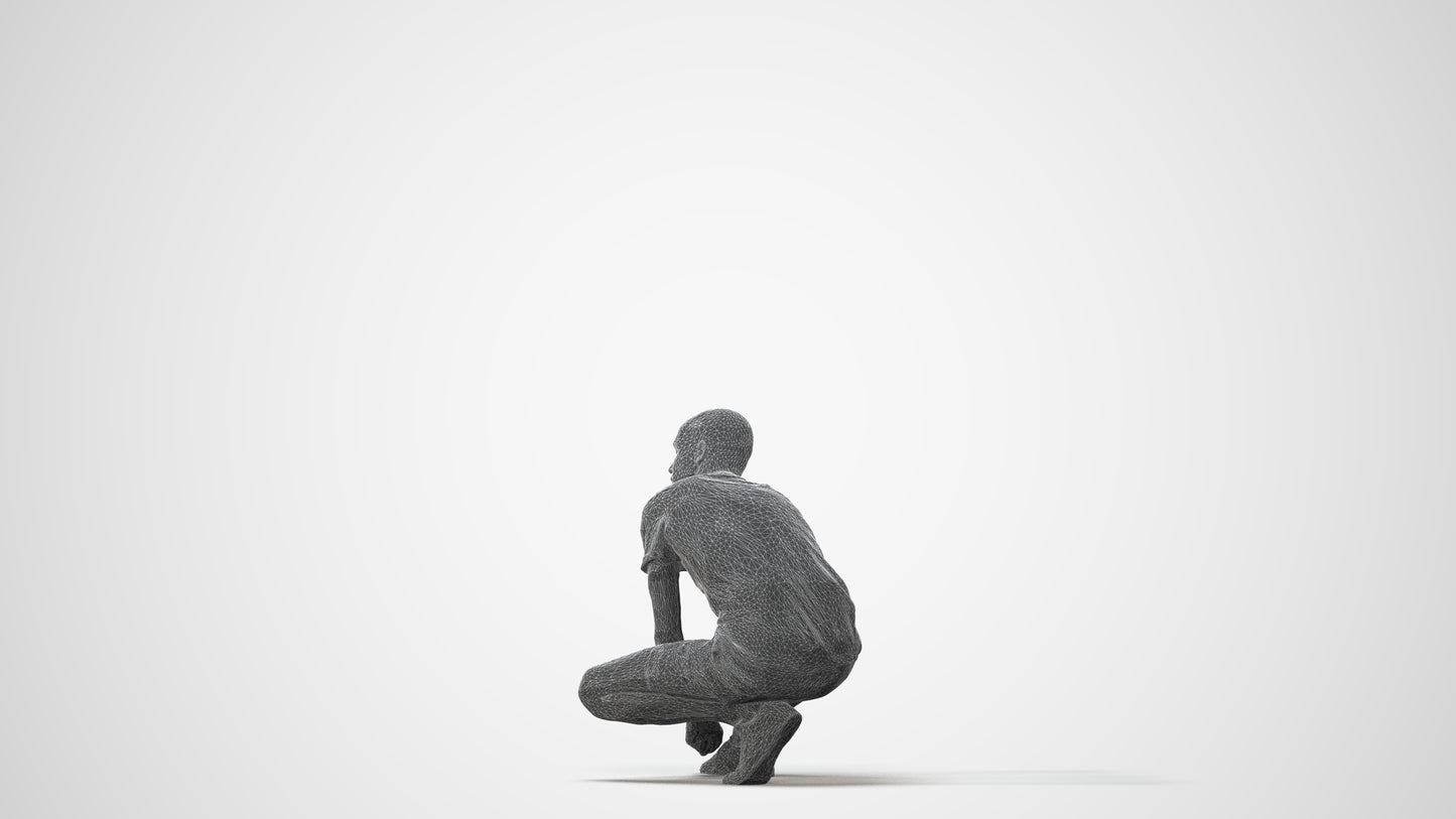 scanned 3D man casual standing, photogrammetry people for Enscape and V-Ray, square thumbnail
