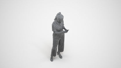 3D people model woman formal standing, scanned human for 3ds Max rendering, wireframe three-quarter view