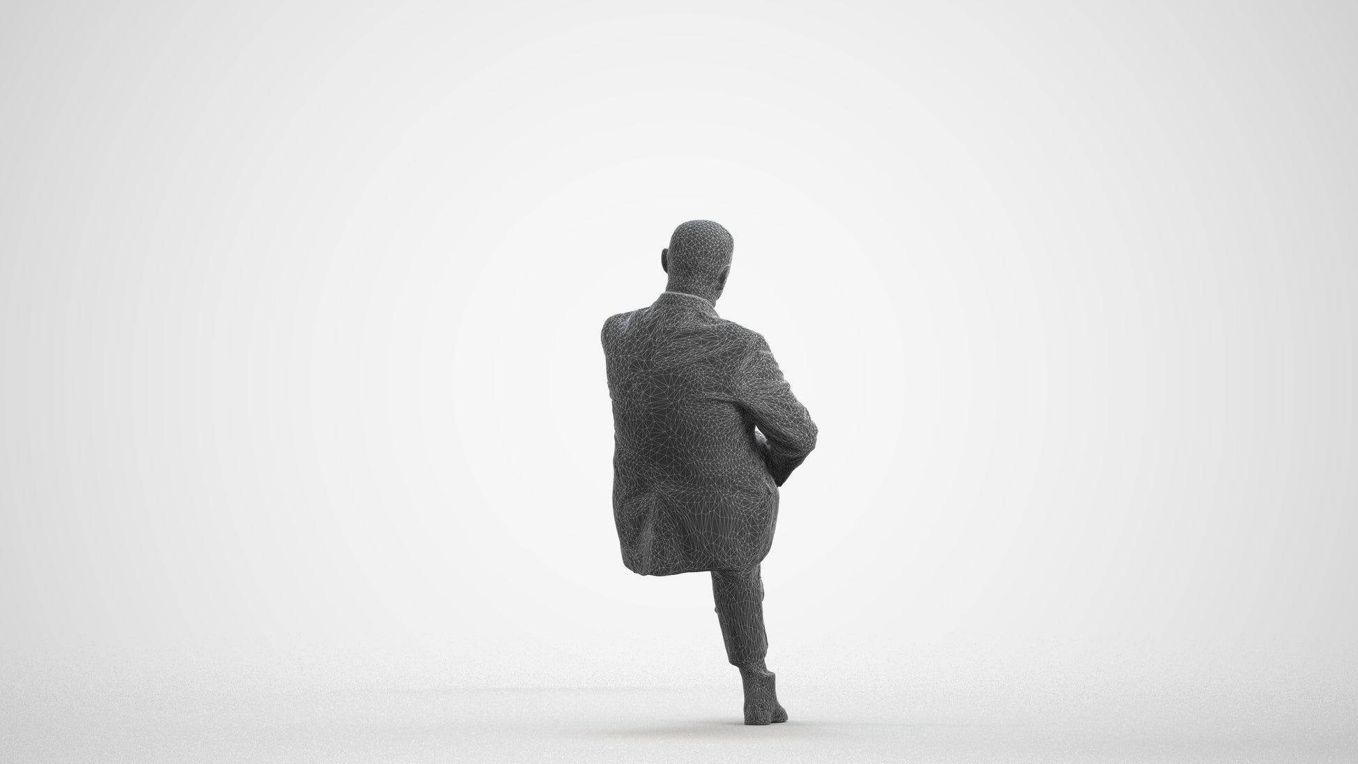realistic 3D people senior man business, render-ready for V-Ray and Corona, FBX OBJ, wireframe front view
